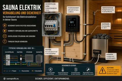 Sauna Elektrik mit Verkabelung, Steuerung und Saunaofen im Detail